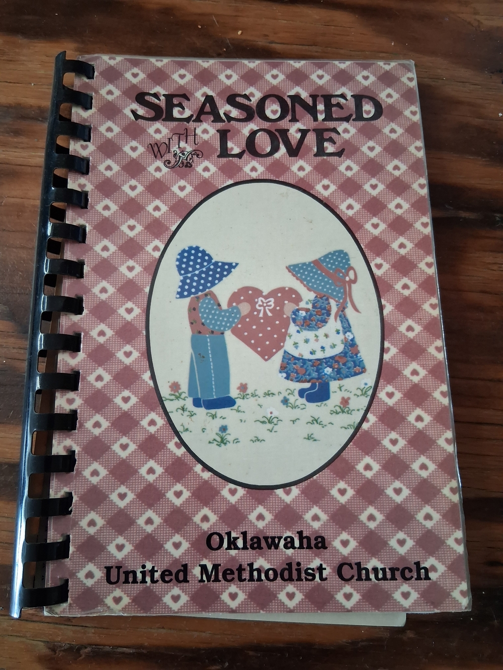 Vintage Seasoned With Love Cookbook - Pink Plaid Cover
